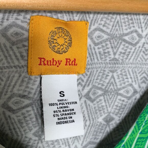 Ruby Rd Palm Leaf Poncho Top Small V-Neck Boho Cruise Resort Tropical Blouse - Picture 10 of 10